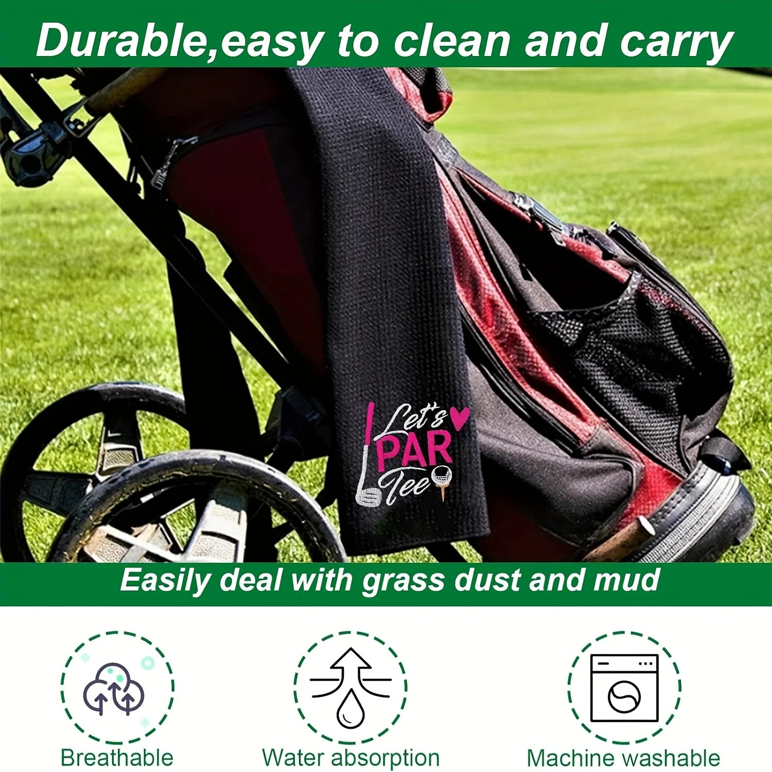 Serviette de Golf Brodée Microfibre Premium - Cadeau Golfeur