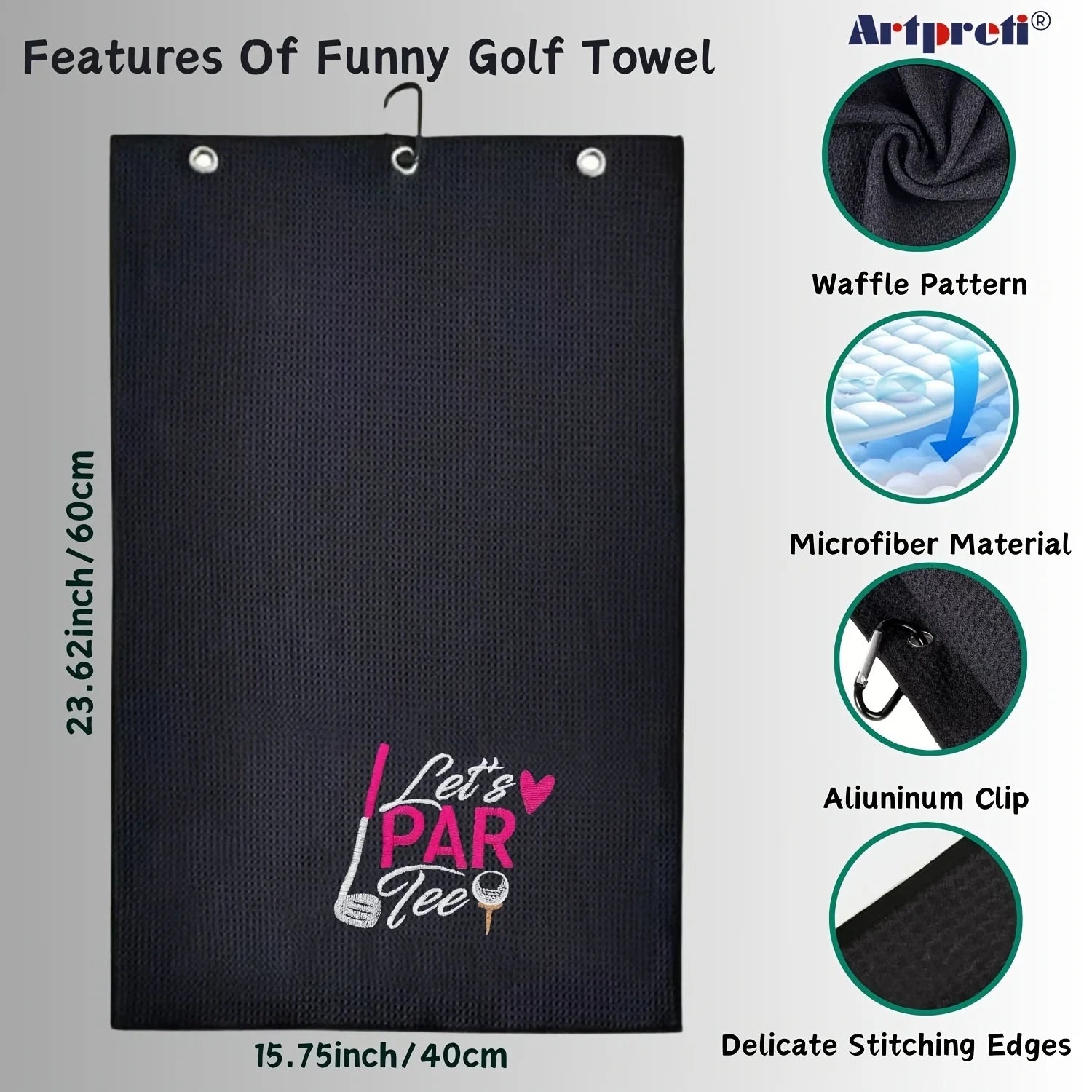 Serviette de Golf Brodée Microfibre Premium - Cadeau Golfeur