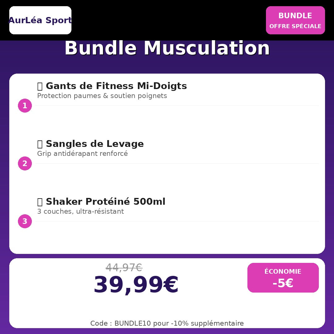 Bundle Musculation Essentiel - Gants + Sangles + Shaker