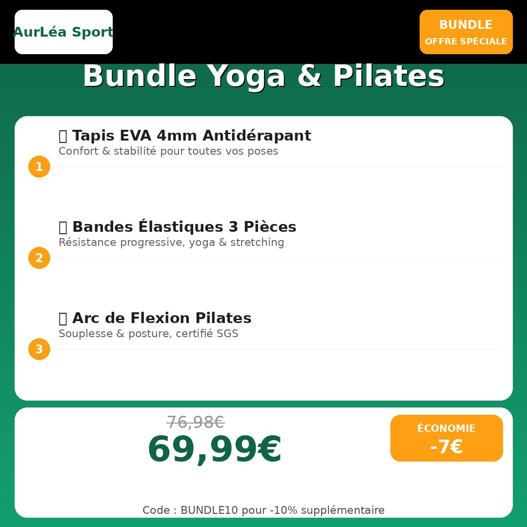 Bundle Yoga & Pilates Maison - Tapis + Élastiques + Arc